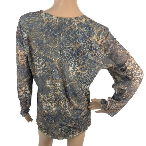 Therapy Y2K Graphic Paisley Print Top Size 2X Multicolor V-Neck Long Fairy Boho - Picture 5 of 8